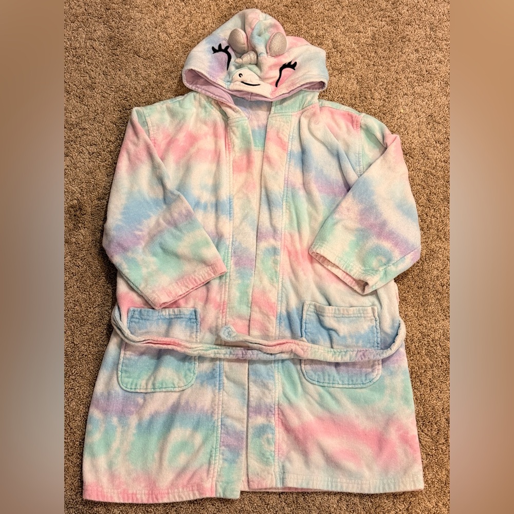 Saint Eve Girls Swim Swimsuit Cover Hooded Bathrobe Unicorn Size M